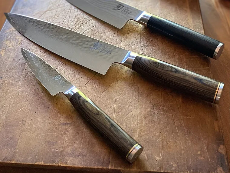 Shun Premier paring, chef, and Classic chef knives