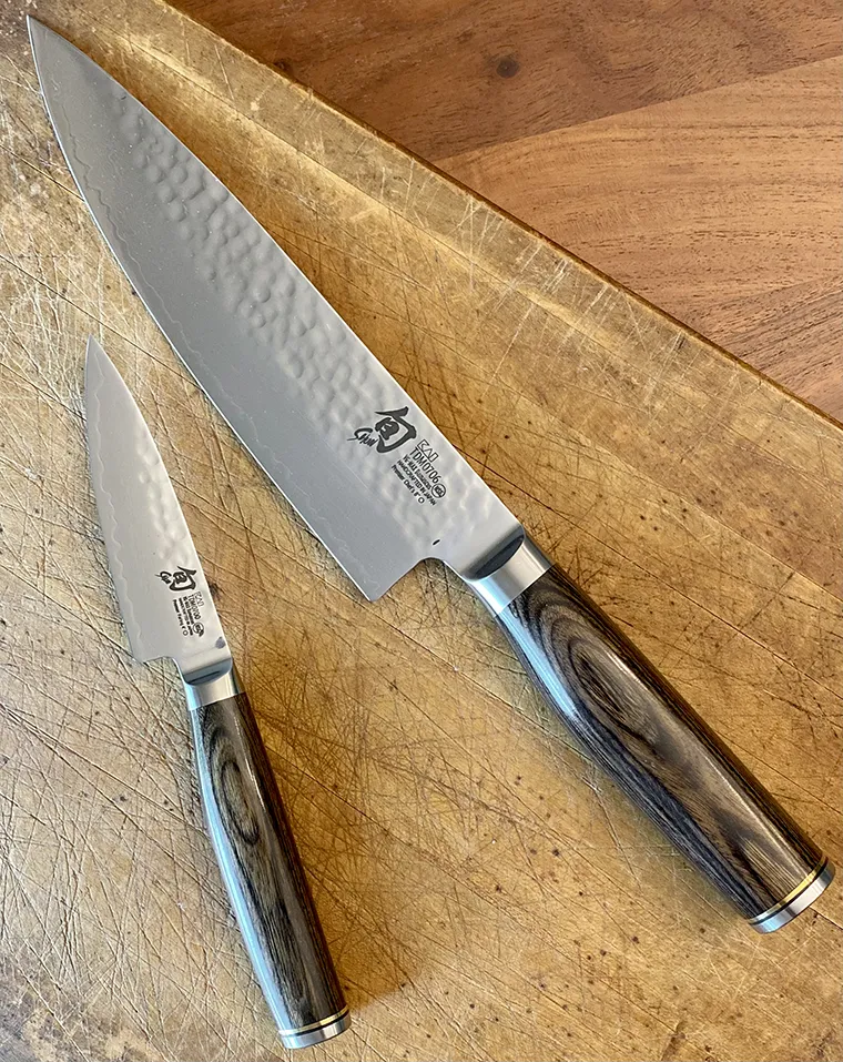 Shun Premier chef and paring knives, Walnut